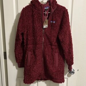 Patagonia Burgundy Fleece Hooded Coat